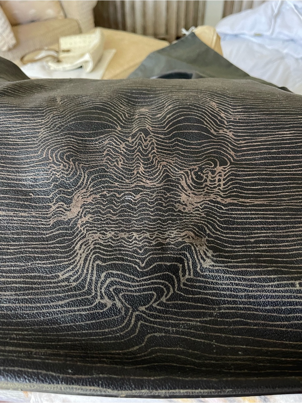 JOHN VARVATOS BROWN/BLACK TOTE WITH LASER-ETCHED SKULL ON FRONT💀